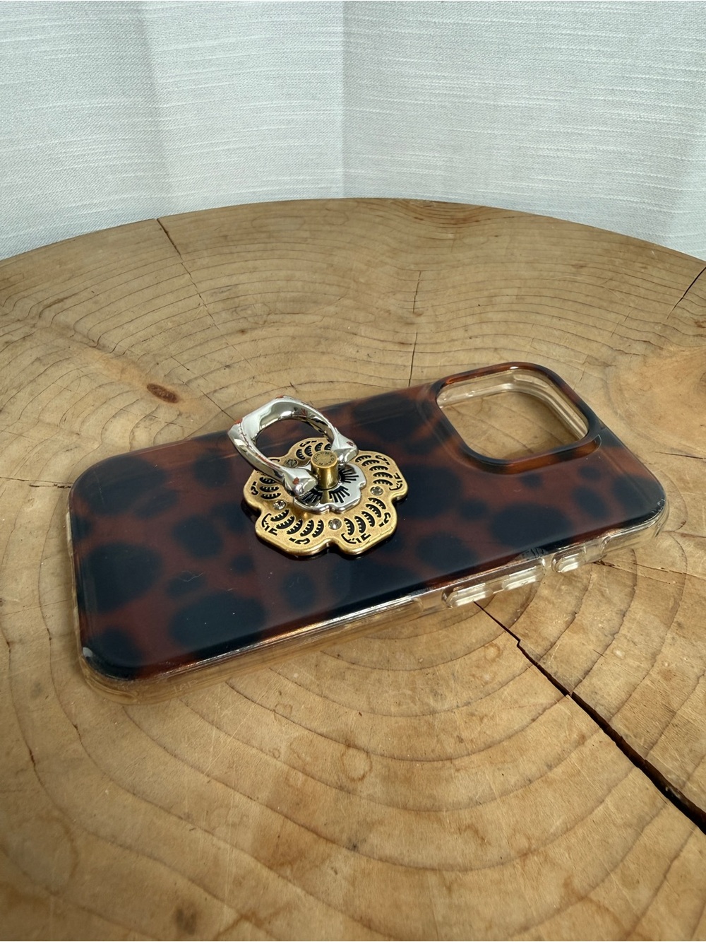 Coach Brown marbled Floral Ring Holder iPhone 16 Pro Case - Picture 6 of 11